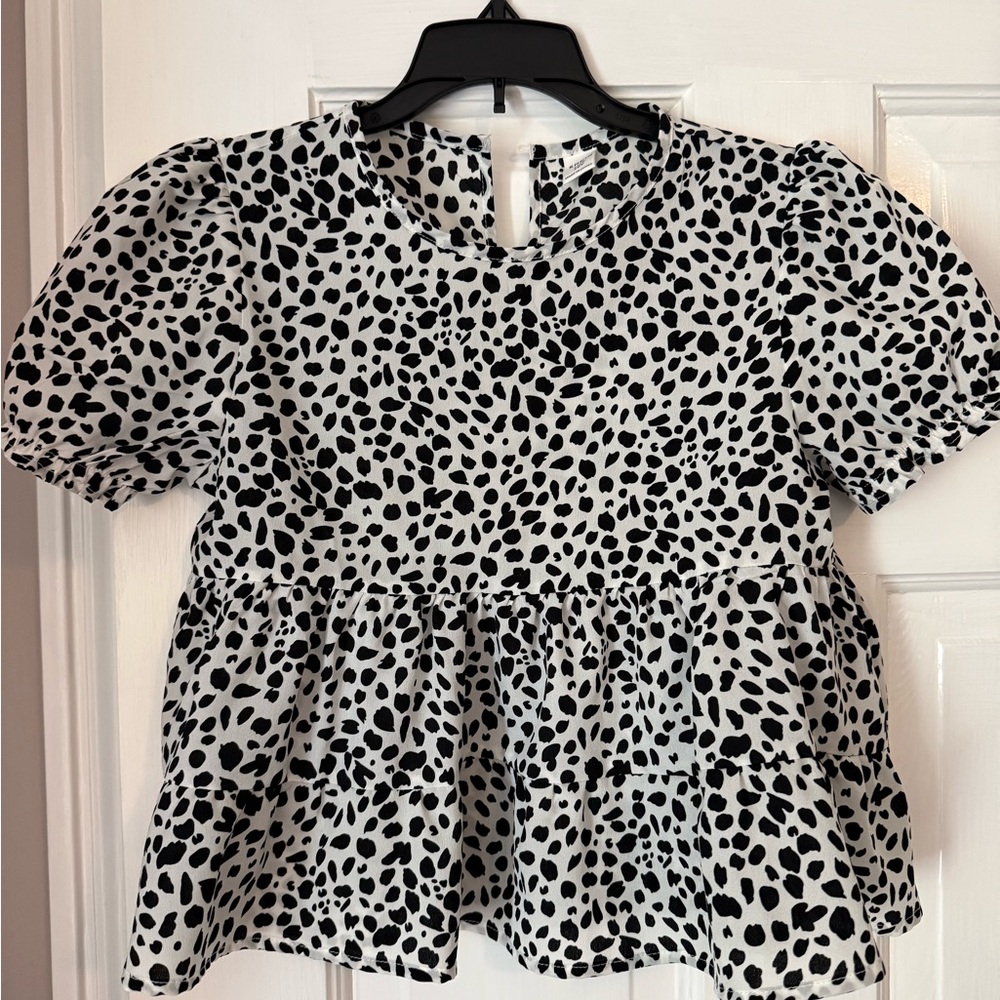 SHEIN Black and White Polka Dot Kids Blouse